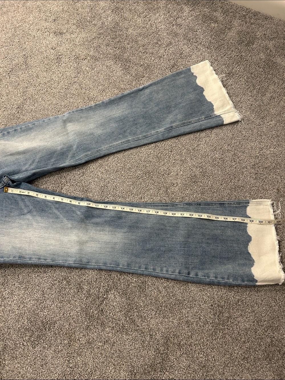 Women's Light Blue Flare Jeans with White Hem Detail - Picture 4 of 4